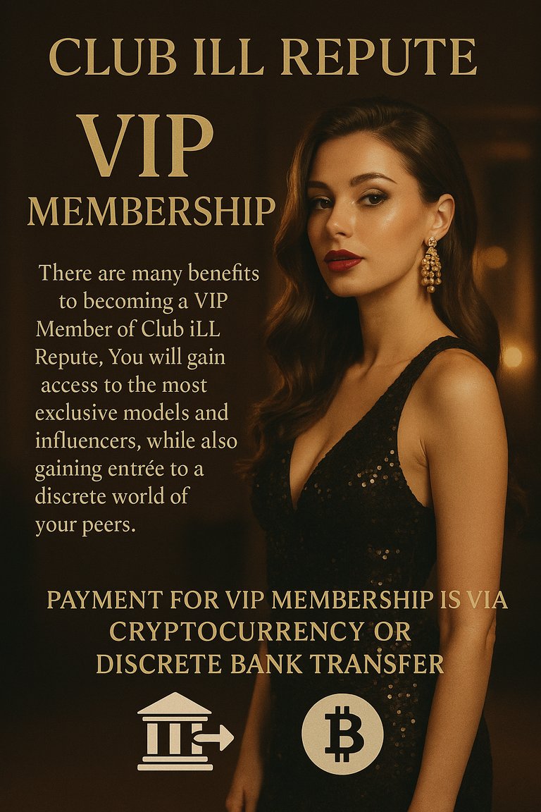 Club iLL Repute VIP Membership poster with benefits and payment options