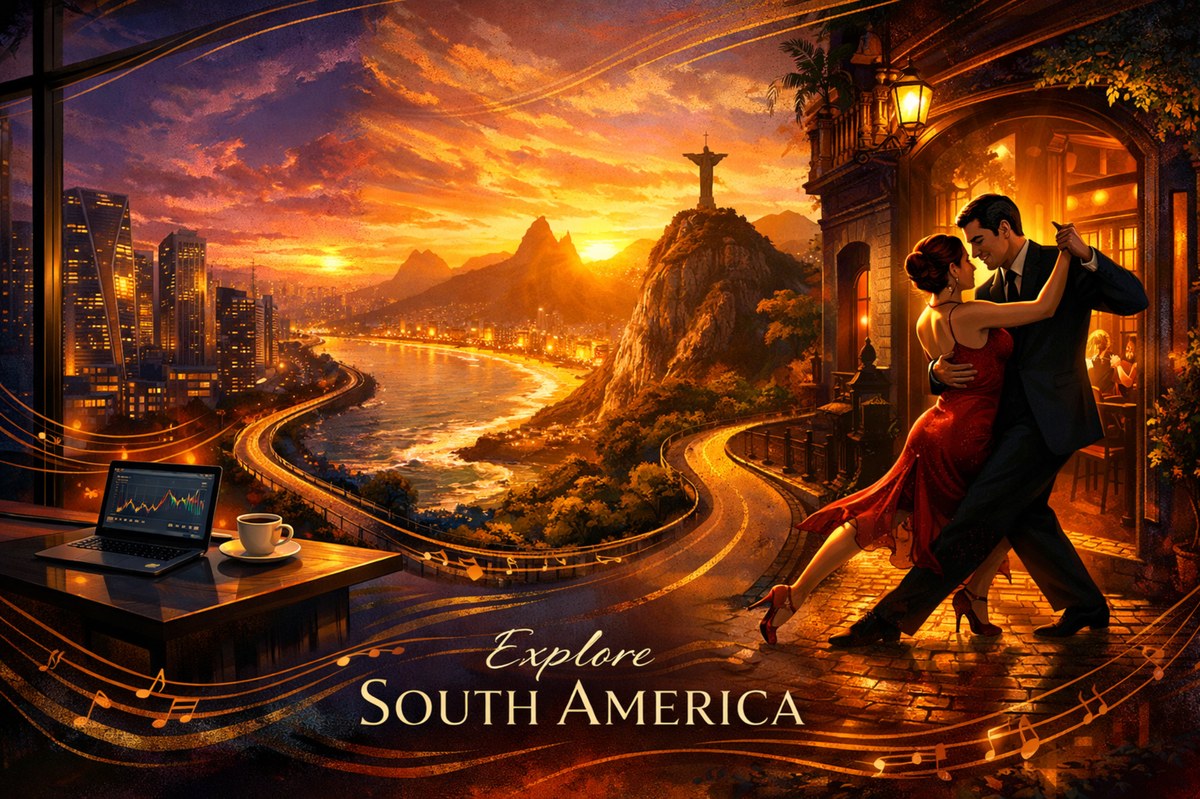 Sunset over Rio with Christ the Redeemer, skyline and a dancing couple — Explore South America with Club iLL Repute